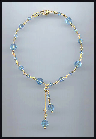 Aquamarine Crystal Anklet