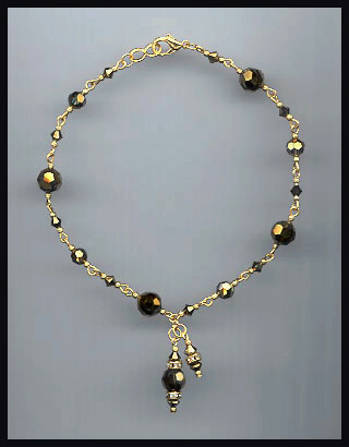 Antique Gold Crystal Anklet