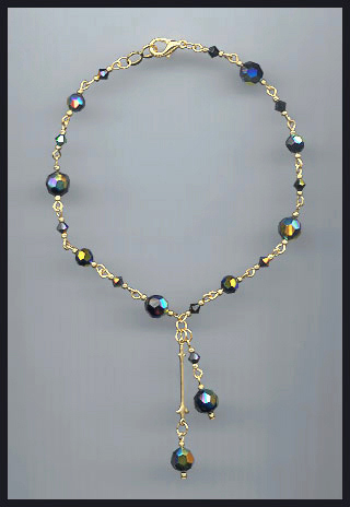 Swarovski Jet Black Aurora Crystal Anklet