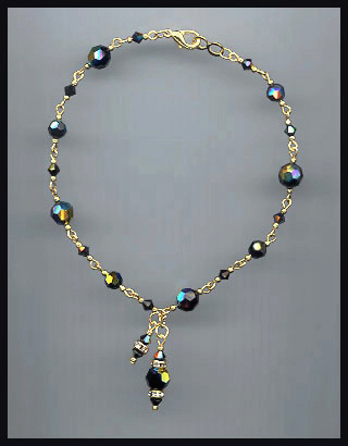 Jet Black Aurora Crystal Anklet