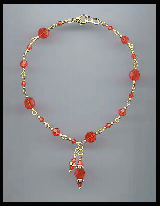 Hyacinth Orange Crystal Drop Anklet