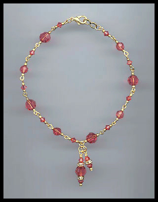 Coral Peach Crystal Anklet
