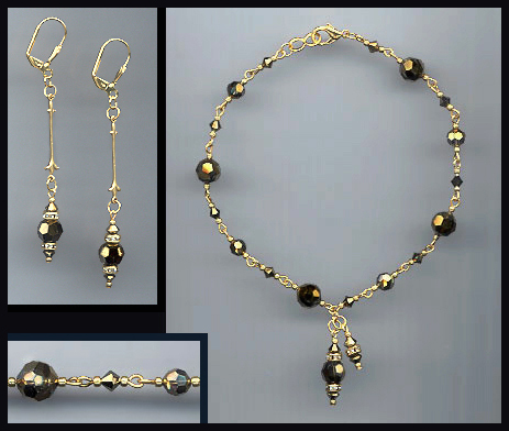 Swarovski Antique Gold Crystal Anklet Set