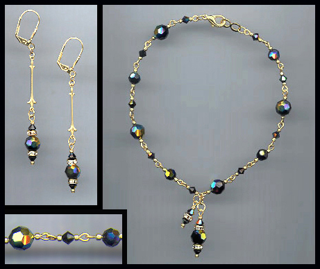 Swarovski BlackAurora Crystal Anklet Set