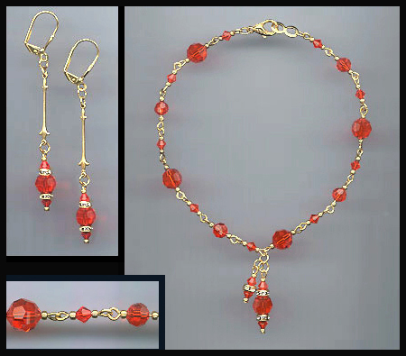 Hyacinth Orange Crystal Drop Anklet Set