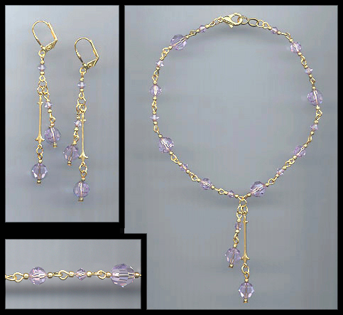 Violet Swarovski Crystal Drop Anklet Set