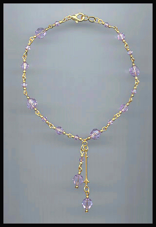 Violet Crystal Drop Anklet