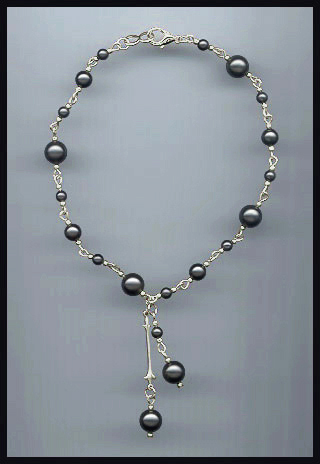 Black Faux Pearl Anklet