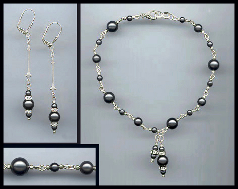 Black Pearl Anklet Set