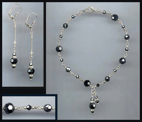 Swarovski Hematite Crystal Anklet Set