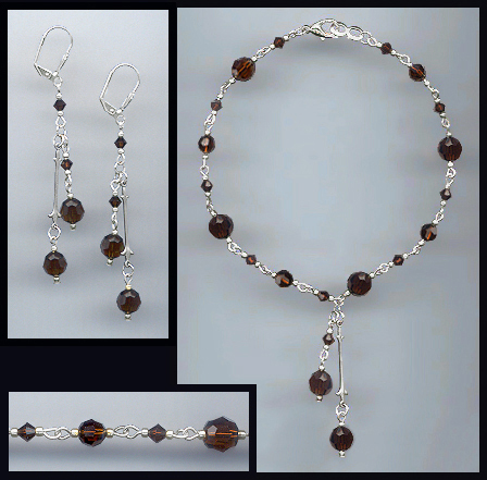 Swarovski Mocca Brown Crystal Anklet Set