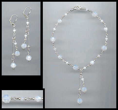 Swarovski White Opal Crystal Anklet Set