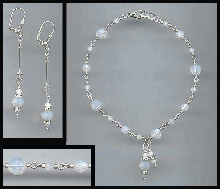Swarovski White Opal Crystal Anklet Set