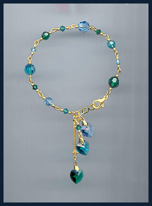 Blue Zircon Crystal Heart Bracelet