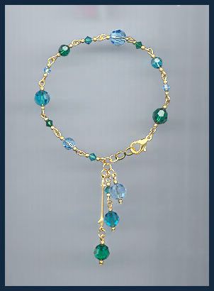Teal Blue Crystal Drop Bracelet