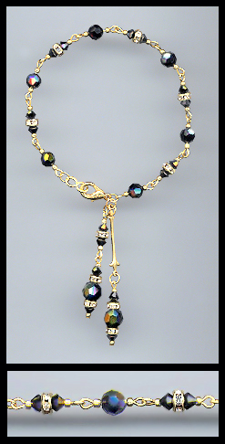 Black Aurora Crystal Drop Bracelet