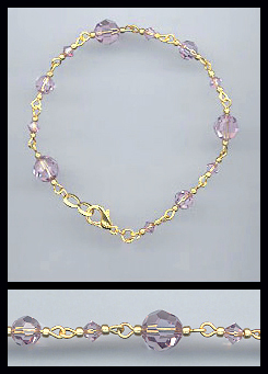Gold Lavender Crystal Bracelet