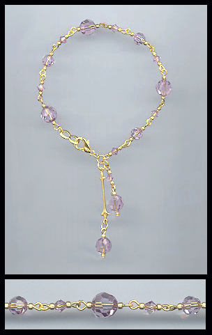 Gold Lavender Swarovski Crystal Bracelet