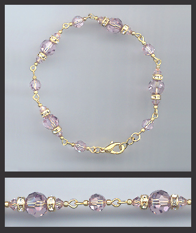 Gold Lavender Crystal Bracelet