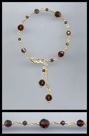 Gold Chocolate Brown Swarovski Crystal Bracelet