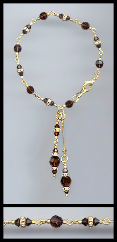 Gold Chocolate Brown Crystal Rondelle Bracelet