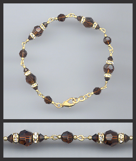 Gold Chocolate Brown Crystal Bracelet