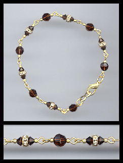Gold Chocolate Brown Crystal and Rondelles Bracelet