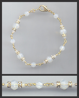 Gold Opal White Crystal Bracelet