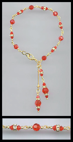Gold Hyacinth Orange Crystal Rondelle Bracelet