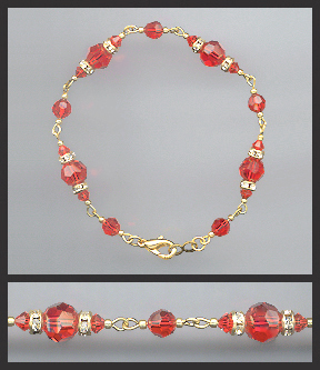 Gold Hyacinth Orange Crystal Bracelet