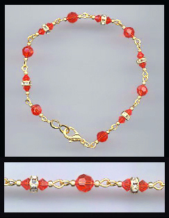 Gold Hyacinth Orange Crystal and Rondelles Bracelet
