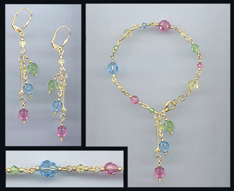 Crystal Spring Drop Bracelet Earring Set