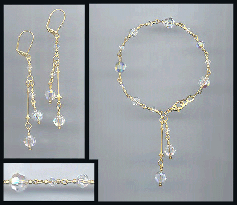 AB Crystal Bracelet Earring Set