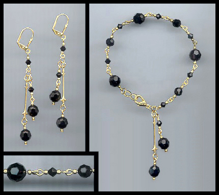 Coffee Brown Crystal Drop Bracelet Set