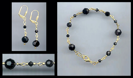 Swarovski Black Crystal Bracelet Set