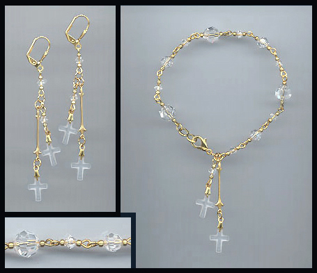Swarovski Crystal Cross Bracelet  Set