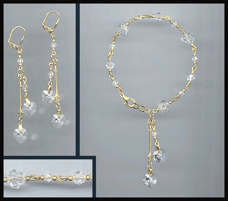 Clear Crystal Heart Bracelet Set