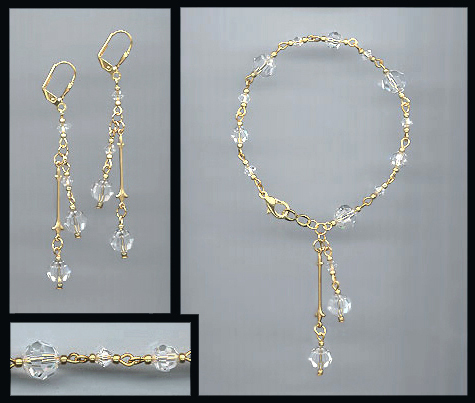 Clear Crystal Drop Bracelet Set
