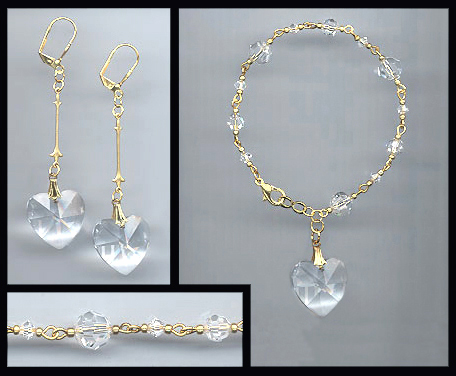 Swarovski Clear Crystal Heart Bracelet Set