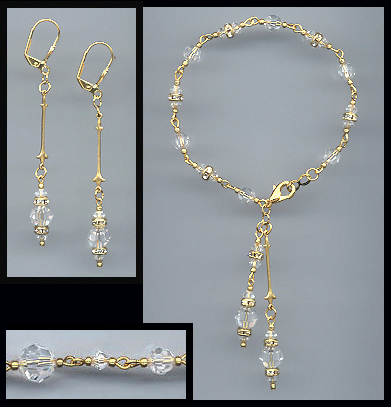 Clear Crystal Drop Bracelet Set