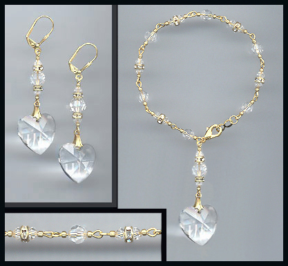 Swarovski Crystal Heart Bracelet Set