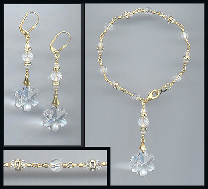Clear Crystal Snowflake Bracelet Set