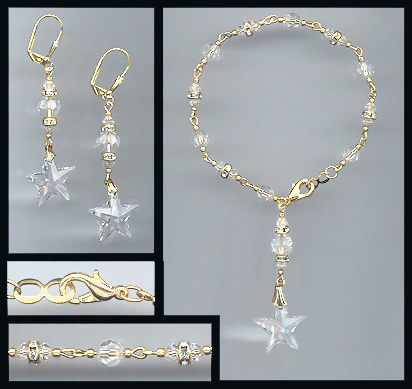 Clear Crystal Star Bracelet Set