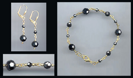 Swarovski Hematite Bracelet Set