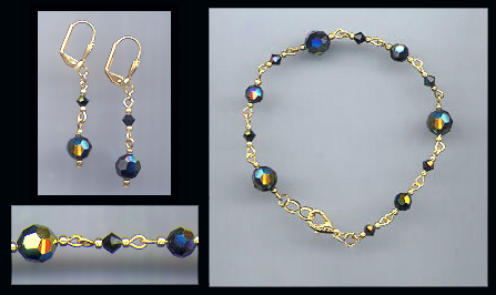 Swarovski Black Aurora Crystal Bracelet Set