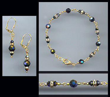 Black Aurora Crystal Bracelet Set