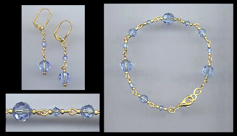 Swarovski Light  Blue Bracelet Set