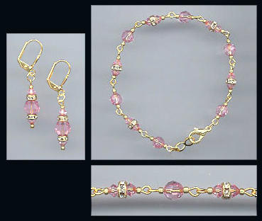 Light Pink Crystal Bracelet Set