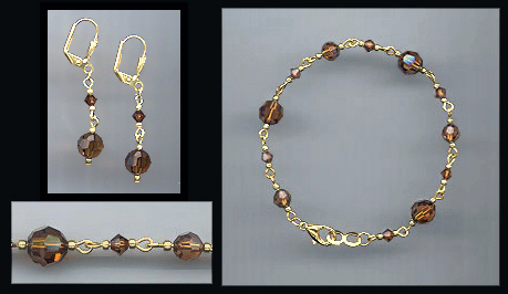 Swarovski Coffee Brown Bracelet Set