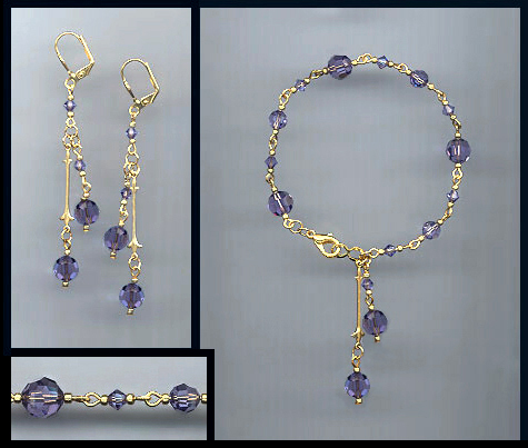 Tanzanite Crystal Drop Bracelet Set